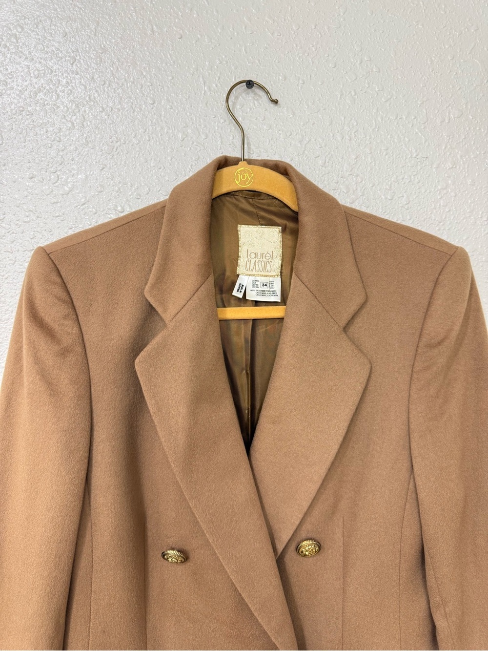 Laurel Classics 100% Cashmere Old Money Longline Blazer Dress Camel Double Breas - Picture 3 of 12